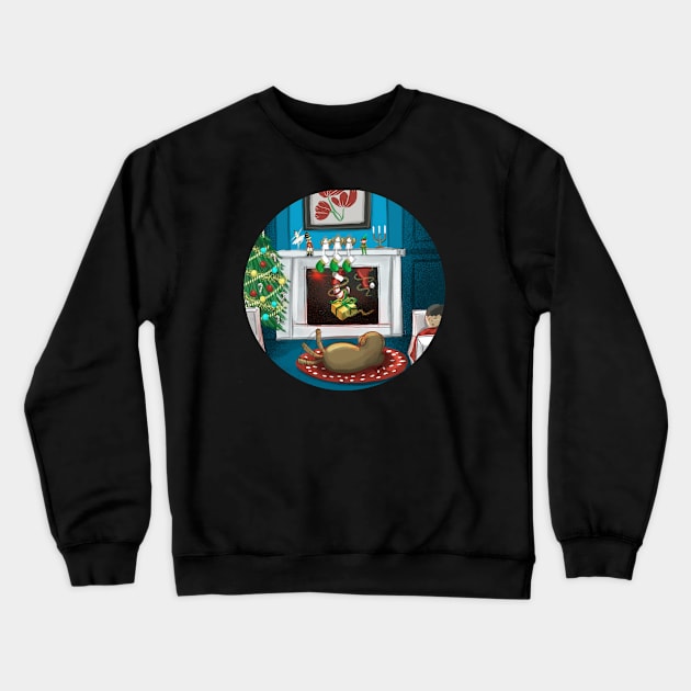 Social Distancing Santa and Rudolph Crewneck Sweatshirt by VayArtStudio